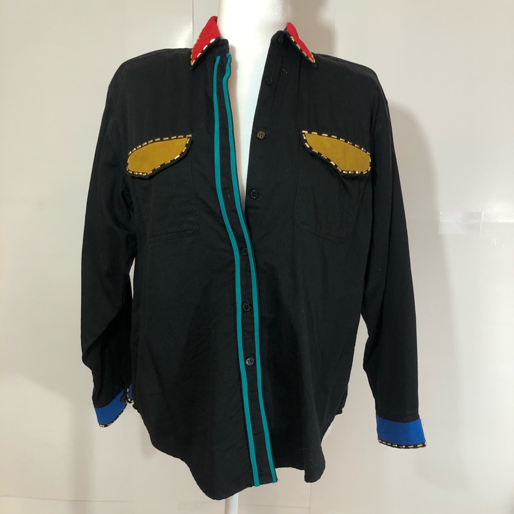 Vintage color block Button-Down Shirt